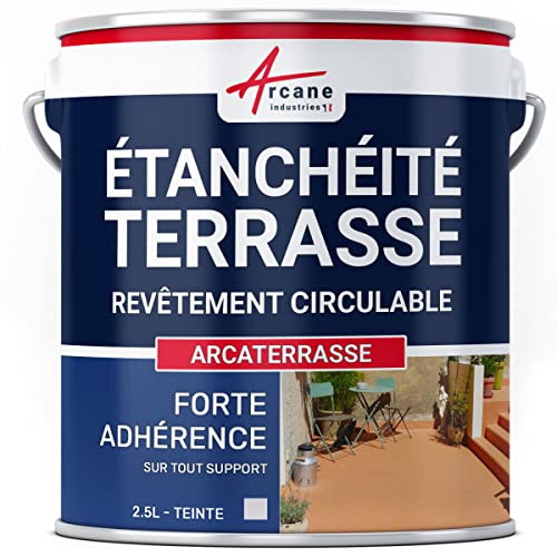 ARCANE INDUSTRIES Peinture résine d'étanchiété terrasse Exterieur - Peinture étanche circulable pour Sol extérieur : ARCATERRASSE - 2.5 L Gris
