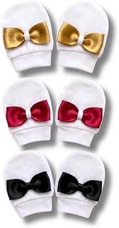 Borny Babes Set of 3 Pairs Premium Newborn Baby Mittens - 100% Super Soft Cotton 0-6 Months (Pack of 3) Price In India
