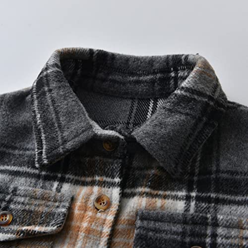 Toddler Baby Boys Long Sleeve Plaid Shirt Jacket Lapel Button Down Western Shirt Coat Classic Fall&Winter Top3