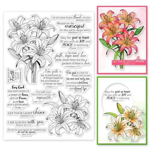 GLOBLELAND Lilie Bibel Silikonstempel für Kartengestaltung