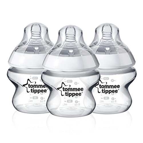 Image of Tommee Tippee Closer to Nature Baby Bottle, Breast-like Nipple Extra Slow Flow, 5 Ounce (3 Count)