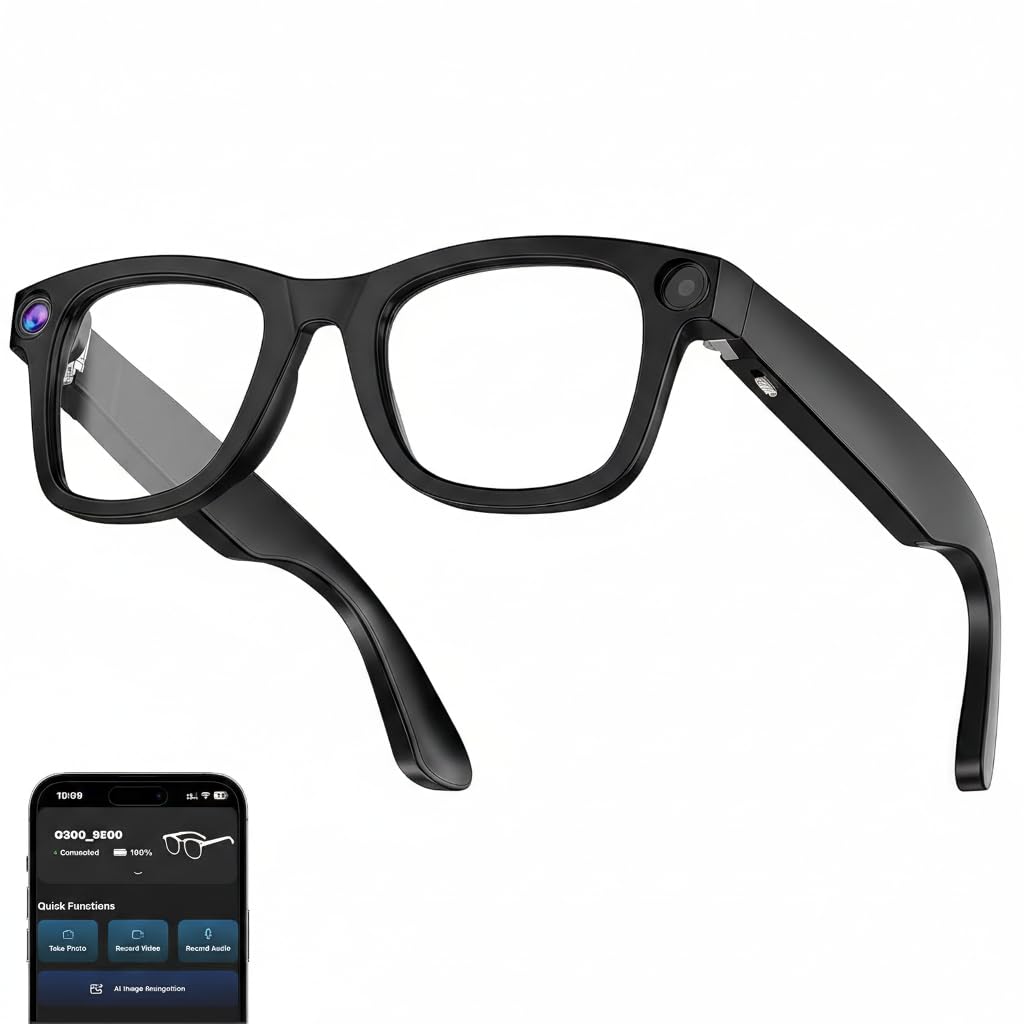 Air Vision AI Smart Glasses with 8MP HD Camera for Hands-Free Photo and Video | AI Voice Assistant | Object Recognition | Bluetooth 5.3 | Dual Mic Noise Reduction Smart Wearable for Daily Use
