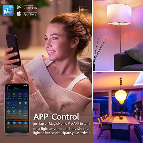 POTIKA 2-Pack de Lâmpada Inteligente com Remoto, Trabalho com Alexa/Google Home, E27 10W Lâmpada LED