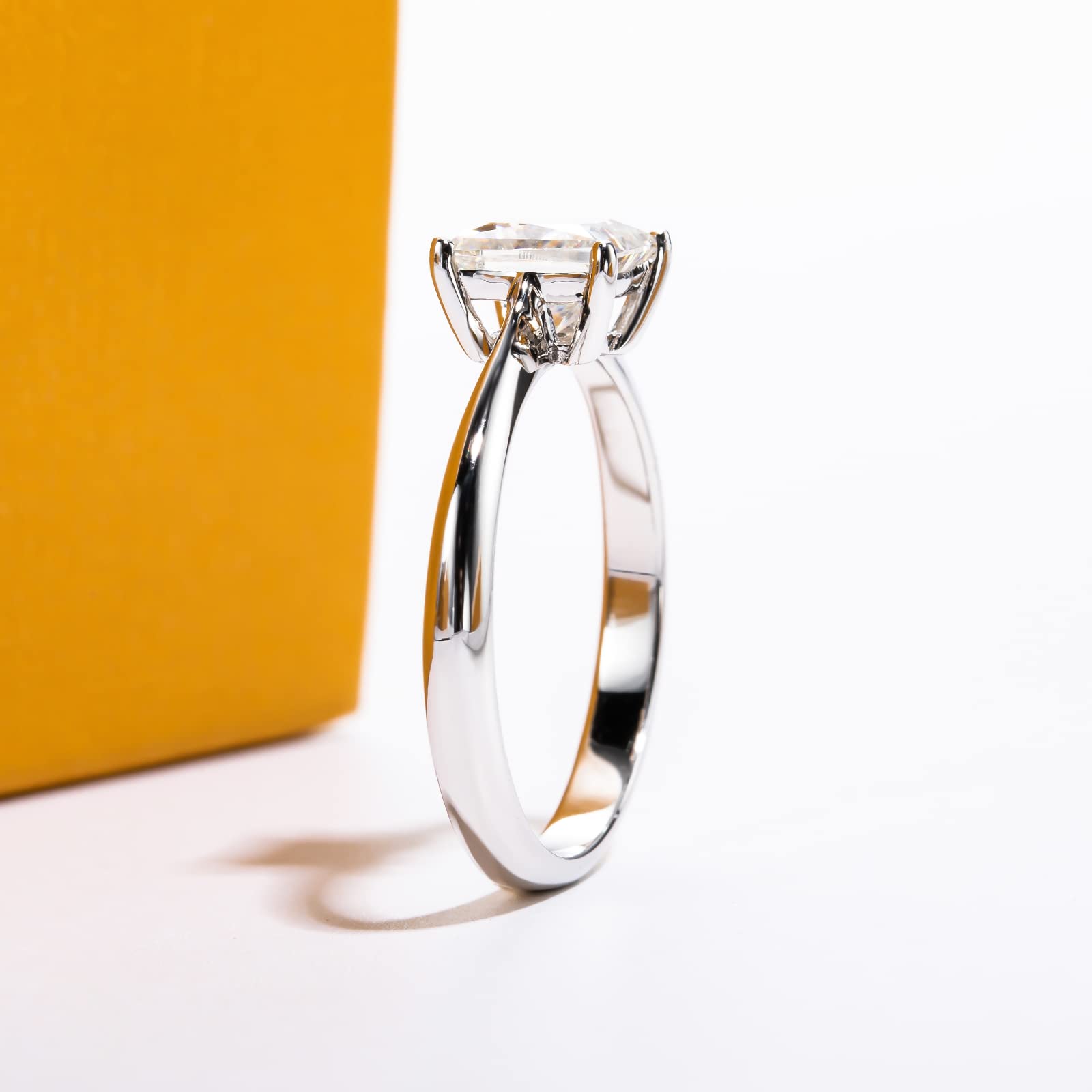 Anillos de compromiso de moissanita de corte princesa 1.2/2.524cttw Color D VVS1 Clarity Moissanite Diamond 925 Plata de ley Solitario Promesa Anillos de boda para mujeres con certificado, 5