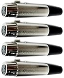 CESS 4-Pin XLR Cable Female Connector Adapter for Mic Microphone - 4 Pin XLR Jack (4 Pack)