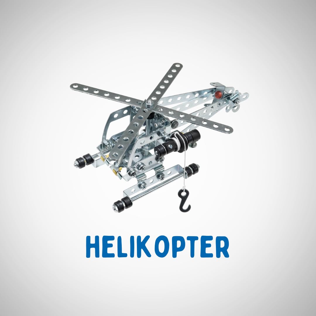 eitech Multimodell-Set - Metallbaukasten 00905, 6 Modelle und 350 Bauteile | Konstruktionsspielzeug, Bauset Kinder 8 9 10 Jahre, Geschenk Mädchen und Junge Geburtstag & Weihnachten, Metall Baukasten