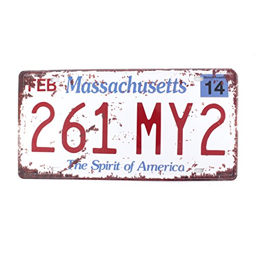 6X12 Inches Vintage Feel Rustic Home,Bathroom And Bar Wall Decor Car Vehicle License Plate Souvenir Metal Tin Sign Plaque (Massachusetts 261 My2) #TOP6