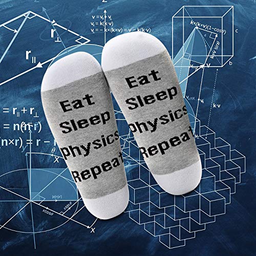 Image of LEVLO Physics Fans Socks Sports Lovers Gift Eat Sleep Physics Repeat Cotton Socks for Physics Lovers (2 Pairs /Set-Mid Calf -1)