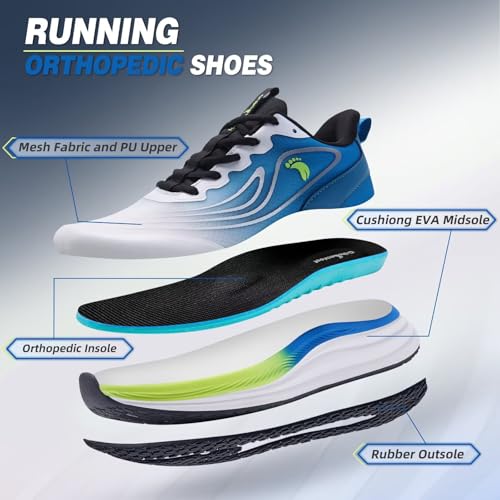 Image of Men's Orthopedic Road Running Sneakers: Comfortable Casual Arch Supports Plantar Fasciitis Orthotic Sports Athletic Shoes, Flat Feet High Arch Tennis Work Walking Shoes for Foot Heel and Pain Relief