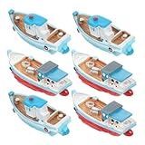 NUOBESTY 6 Stück Miniaturboot aus Robustem Kunstharz Kleine Mediterrane Fischerboote Detailreiche Segelboot Miniaturen für Maritime Tisch und Aquarium Dekoration