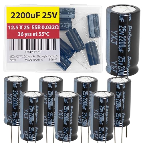 2200uF 25V Rubycon Electrolytic Capacitors 12.5x25mm (7 pcs)