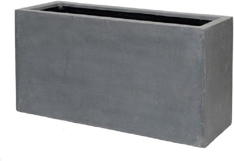 Pottery Pots Grey Rectangle Planter Box Fiberstone - Indoor Outdoor Planter Pot โ 16โH x 12โW x 31โL - Flower Planters