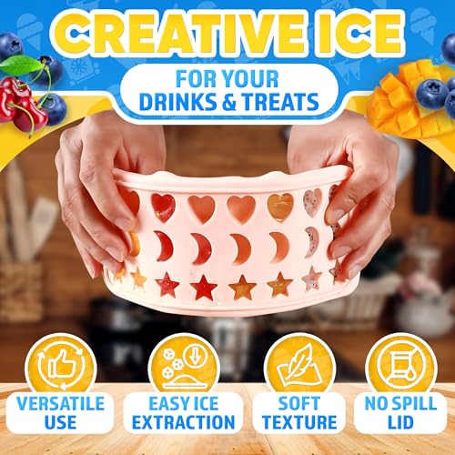 Mini Star Ice Cube Tray with Lid and Measuring Pipette – Stars, Moons & Hearts that Just Pop Right Out – 24 Cavities Cute Ice Cube Tray, Flexible Silicone, Reusable | for Cocktails, Parties & Desserts by ALPENKOK - Image 3