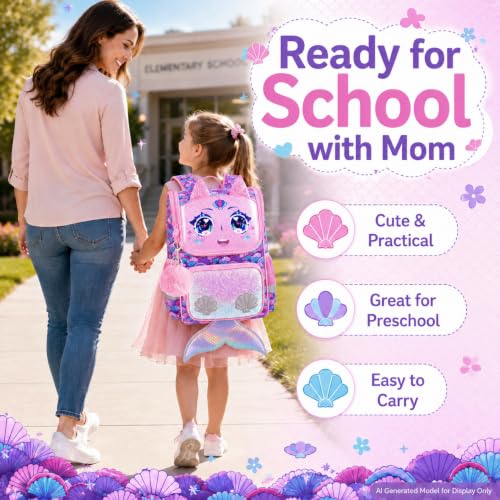 Image of KLFVB 3PCS Backpack for Girls and Boys, 15 inch Unicorn Dinosaur Bookbag with Lunch Box, Kids Preschool School bag