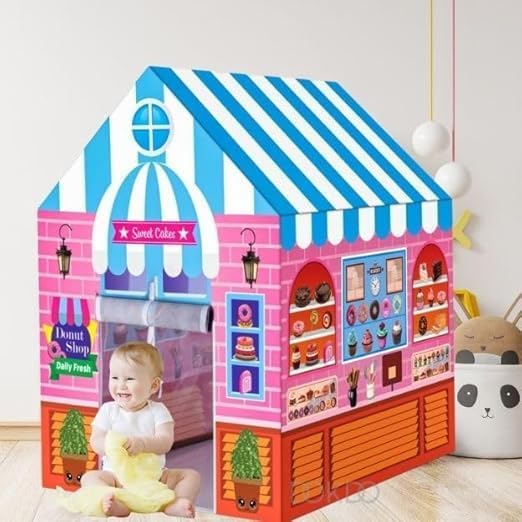 Image of Colorfull and Light Weight Children Play Tent House for 3-10 Years Old Kids Girls and Boys Light Weight and Foldable Children Toys, Indoor and Outdoor Kid Tent House (Doll) (Candy)