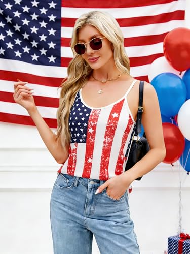 Image of Ibeauti American Flag Tank Tops for Women 4th of July Outfits Camisoles Patriotic 250th Anniversary USA Shirts