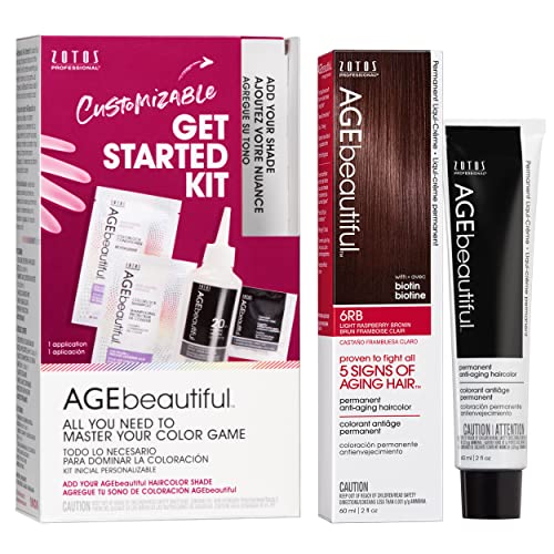 Image of AGE beautiful Permanent Hair Color Cream, 100% Gray Coverage Hair Dye with Biotin Anti-Aging Formula for Fuller, Thicker Hair, Professional Salon Quality