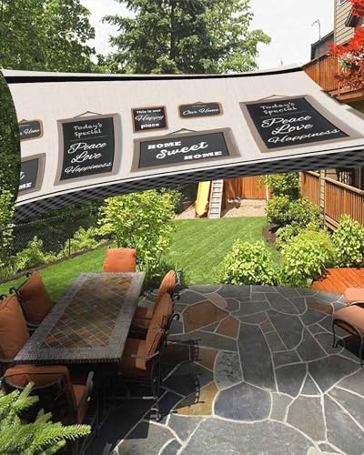 Boanket Sun Shade Sail 8' x 10', Black White Rectangular Waterproof Outdoor Sun Shades, Modern Black Checkered Home Rustic Shade Cloth for Patio Deck Terrace Garden Lawns Beach Backyard