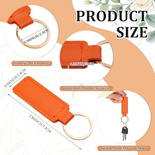 Image of Leather Key Fob Kit with Metal Rings, PU Leather Keychains Blank for Laser Engraving, DIY Craft Tools