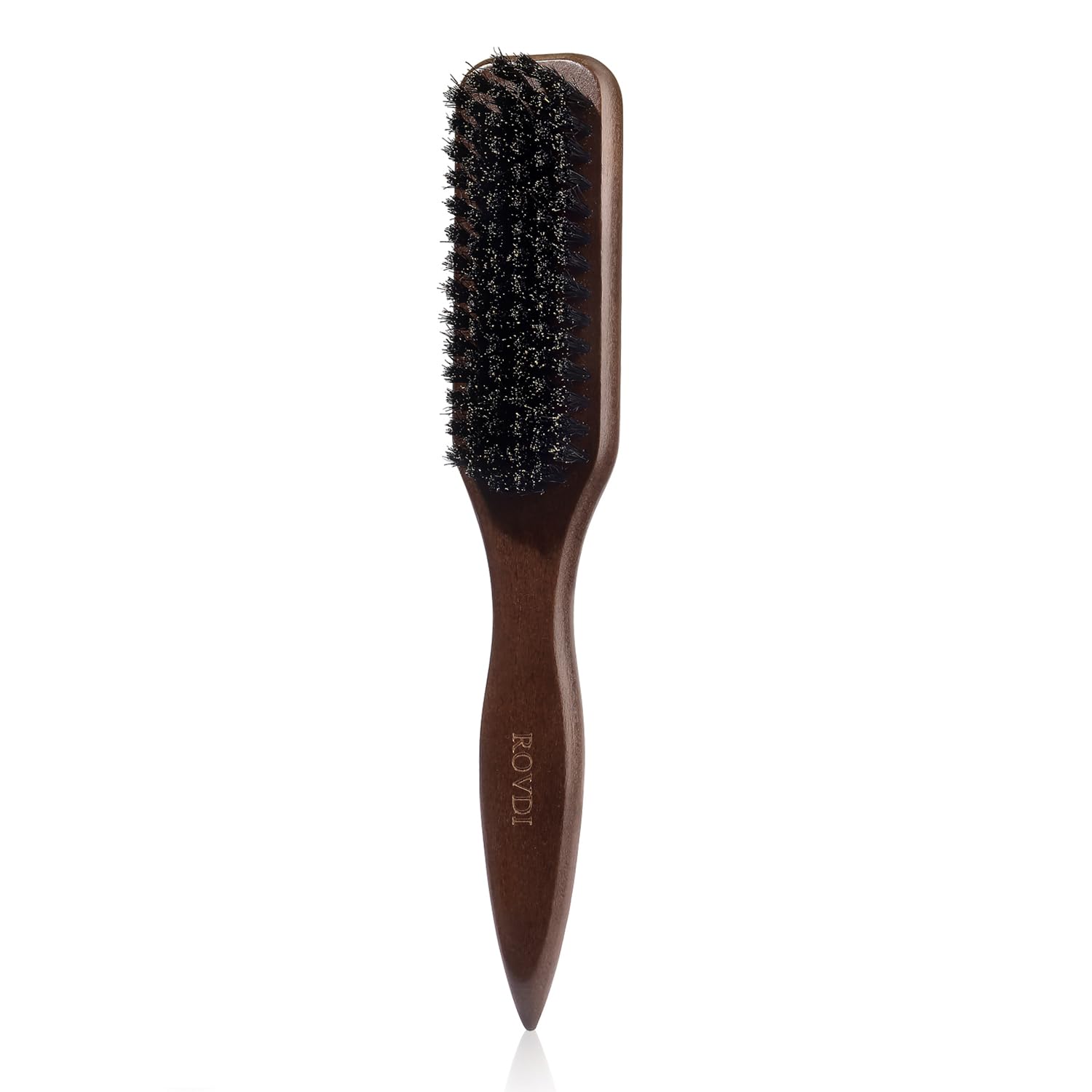 Cepillo de pelo de cerdas de jabalí, peine de estilo con mango de madera para hombres y mujeres, suave, pule y coloca el cabello plano para crear peinados elegantes sin encrespamiento, perfecto para