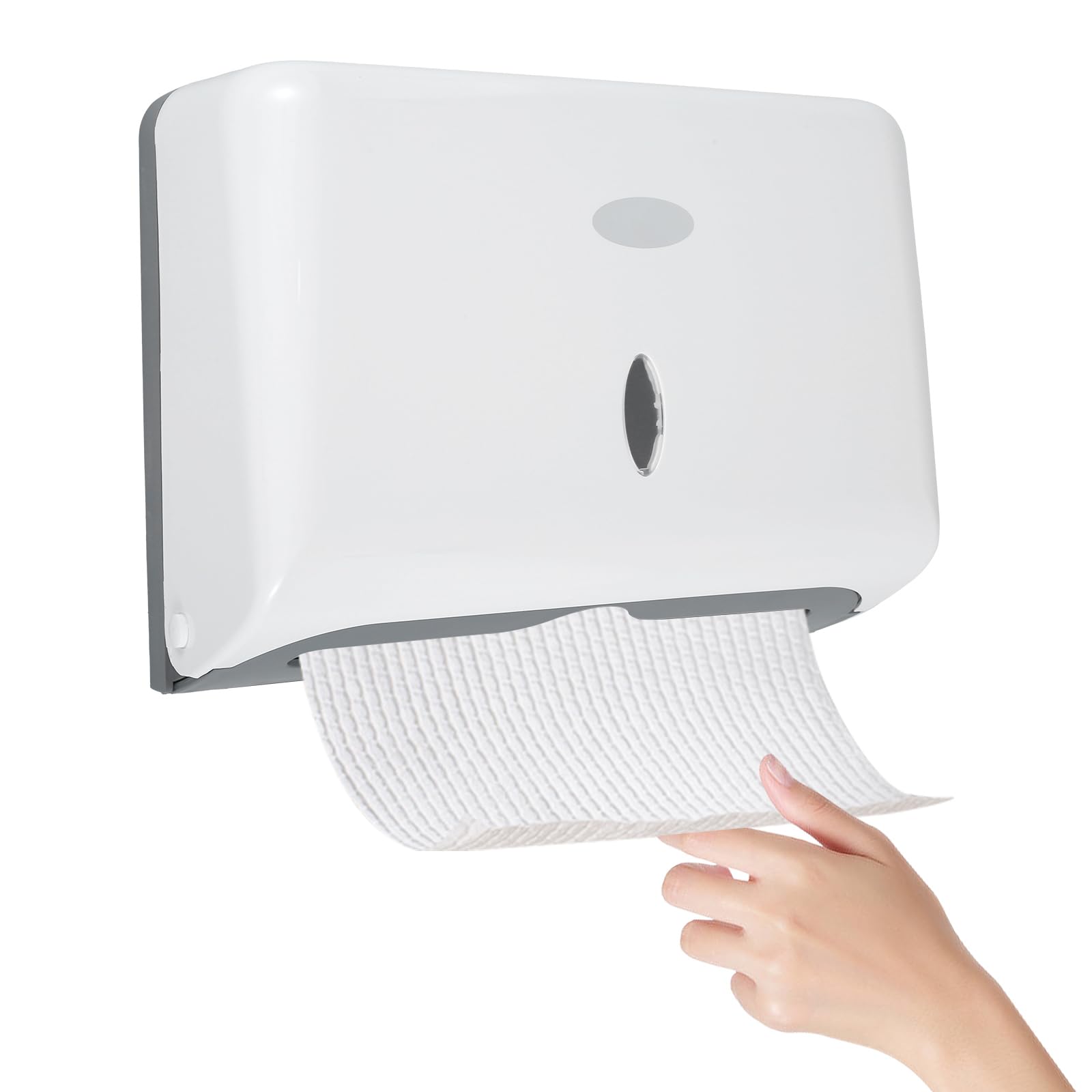 Paper Towel Dispenser Wall Mounted Hand Paper Dispenser Holds 200 Paper,C-Fold Hand Towel Dispenser Toilet Tissue Dispenser for Bathroom Kitchen Hotel Resturant (White)