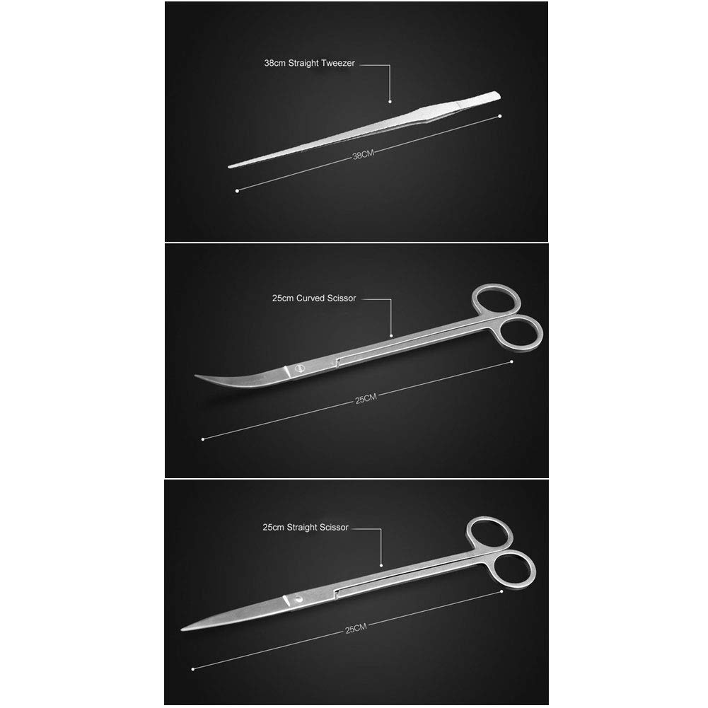 Aquarium Aquascaping Kit 6 en 1 en Acier Inoxydable Char Outil pour Poissons et Plantes Aquatiques Trim Aquascaping [Pince à Épiler + Ciseaux + Spatul + Couteau à Algues]
