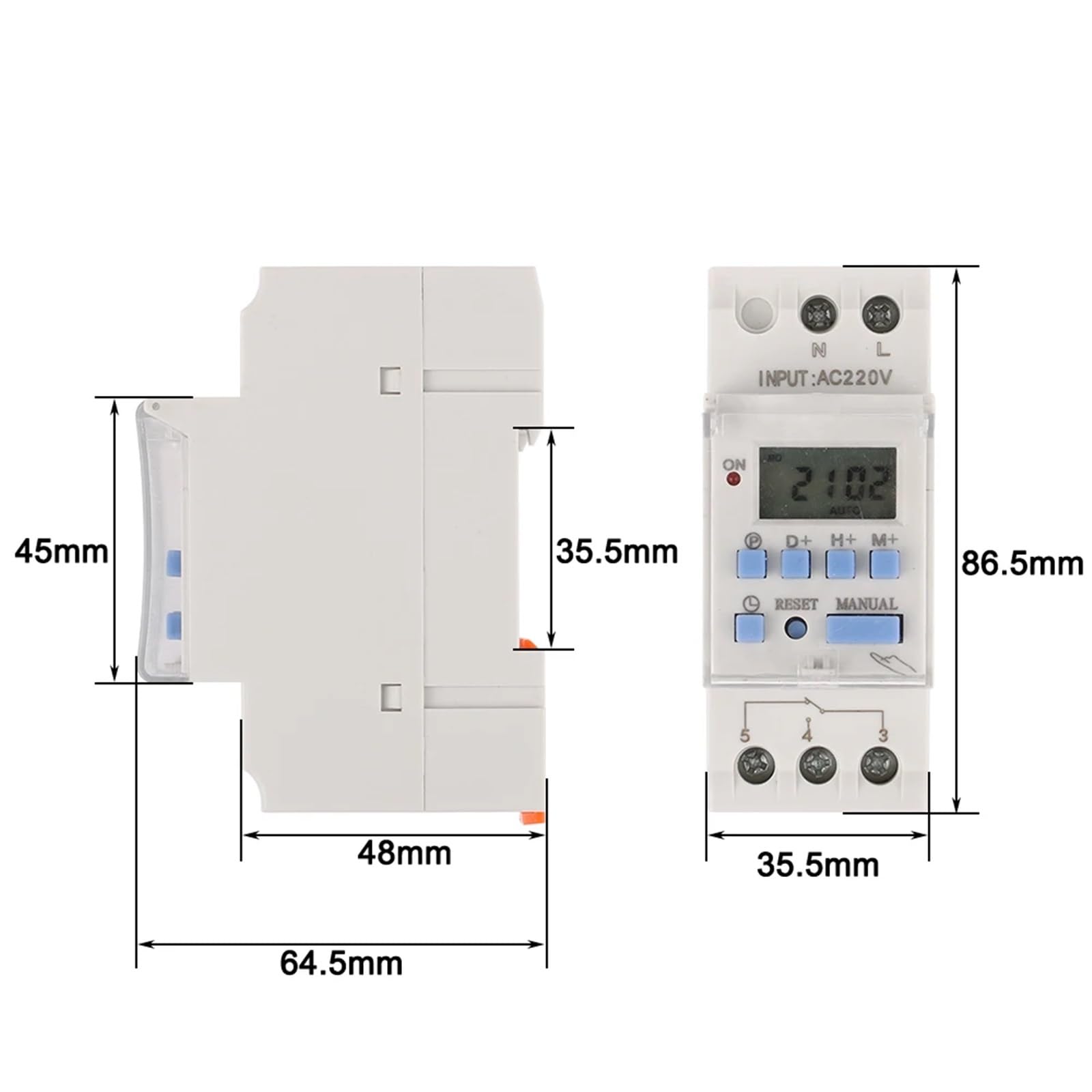 Temporizador Digital AHC30A, 1NO1NC, programable semanalmente, con microordenador, for Carril DIN, 30A, 220V, 230V, 12V, 24V y 110V.(AHC30B,220 V)