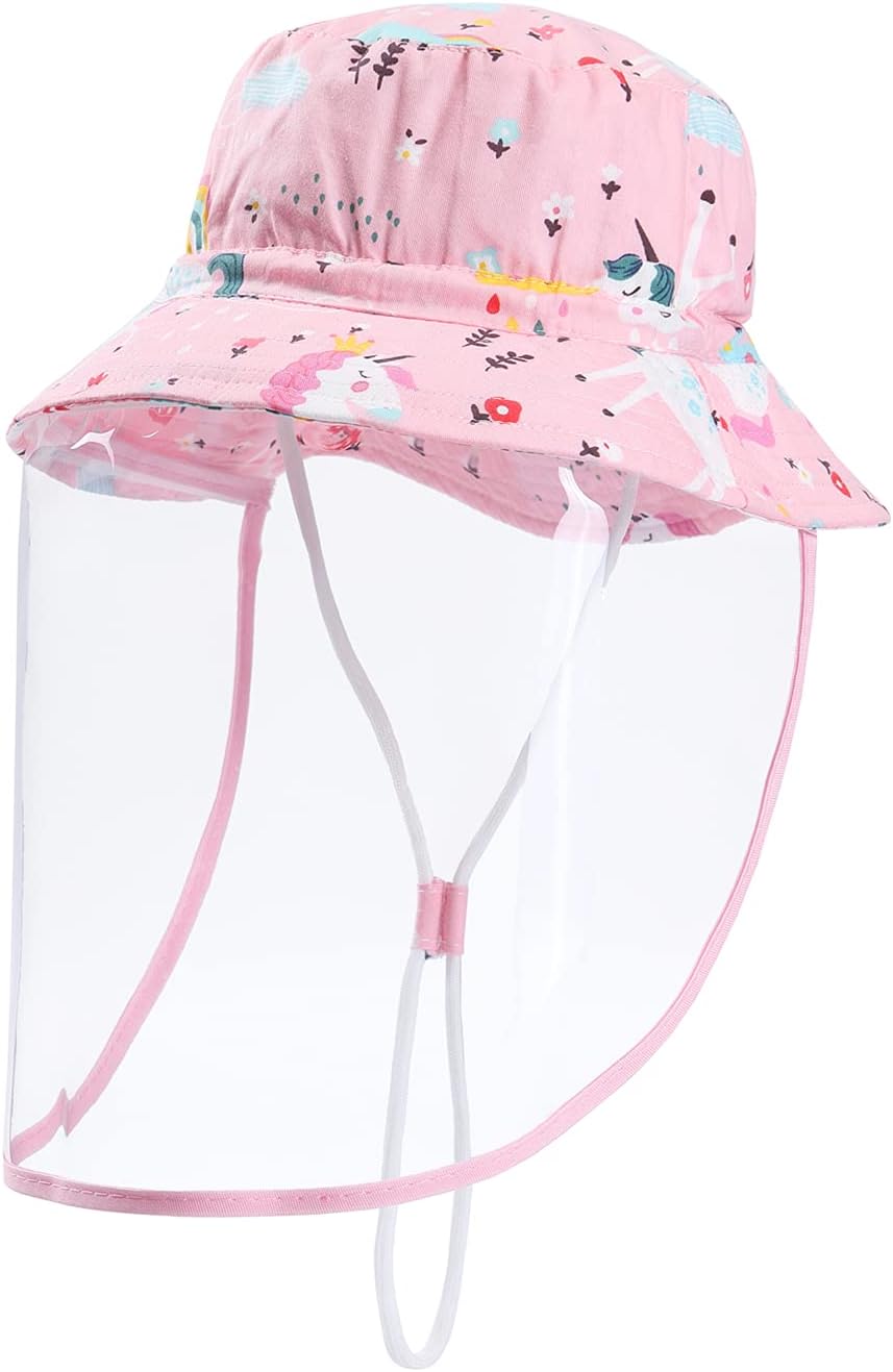 Baby Kids Sun Hats Bucket Hat w. Removable Face Visor Shield Outdoors Adjustable Protection Sun Hat