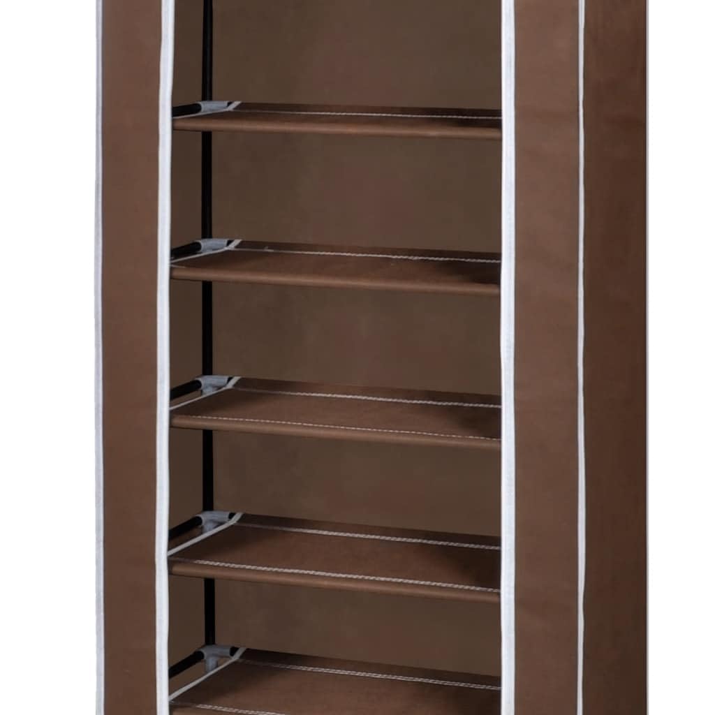 Armario para zapatos (8 capas, tejido no tejido marrón, 57 x 29 x 162 cm, ahorra espacio, apilable para pasillo, dormitorio, pasillo, pasillo, almacenamiento cerrado para hasta 20 pares de