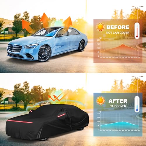 Image of QUNSUNUS Car Cover Compatible with Mercedes-Benz S Class 2006-2025 | Including the S250 S300 S350 S400 S450 S500 S550 S600, All Weather Waterproof S550 Car Covers with Cotton Lining and Zipper