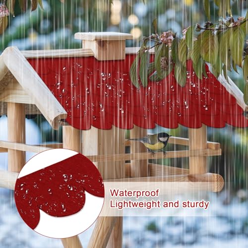 Dachpappe für Vogelhaus Wasserdicht Dachschindeln Selbstklebend Mini Dachschindeln 32stk Dachpappe für Nistkastendach Nistkasten Kaninchenstall Insektenhotel Gartenhaus Briefkastendächer (Rot)