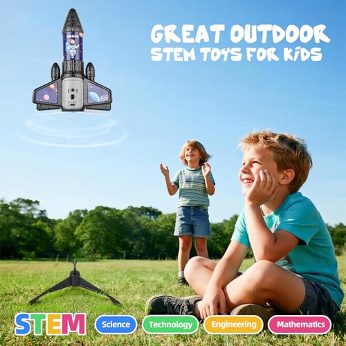 Image of VisionX Rocket Launcher for Kids, 2nd Gen Improved Design, Launch Up to 200ft, Auto-Launch Rocket Toy with Parachute, Outdoor Toys for Ages 5-13, for Boys & Girls, Black