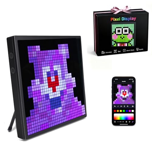 32x32 Programmable LED Pixel Screen, Digital Alarm Clock Matrix Panel, Pixel Light Art Display with...