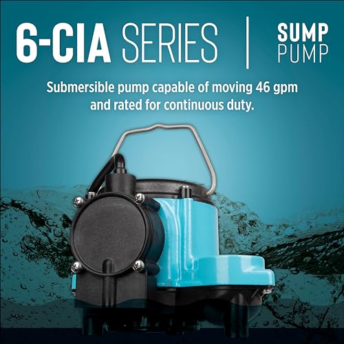 Image of Little Giant 6-CIA-RS 115 Volt, 1 /3 HP, 2760 GPH Cast Iron Sump Pump with Piggyback Diaphragm Switch and 10-Ft. Cord, Blue, 506267