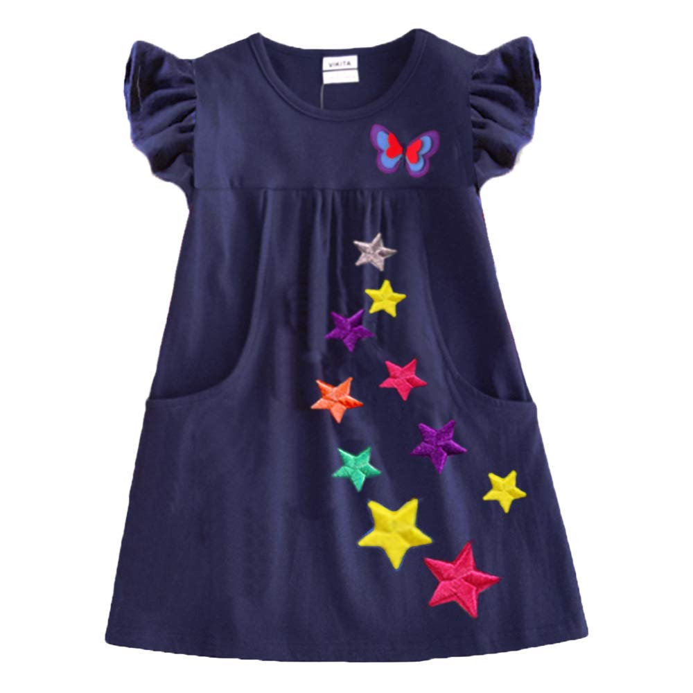 VIKITA Vestido para Niñas Manga Larga Algodón Princesa Casuales Bebe Niñas 2-8 años — view 14