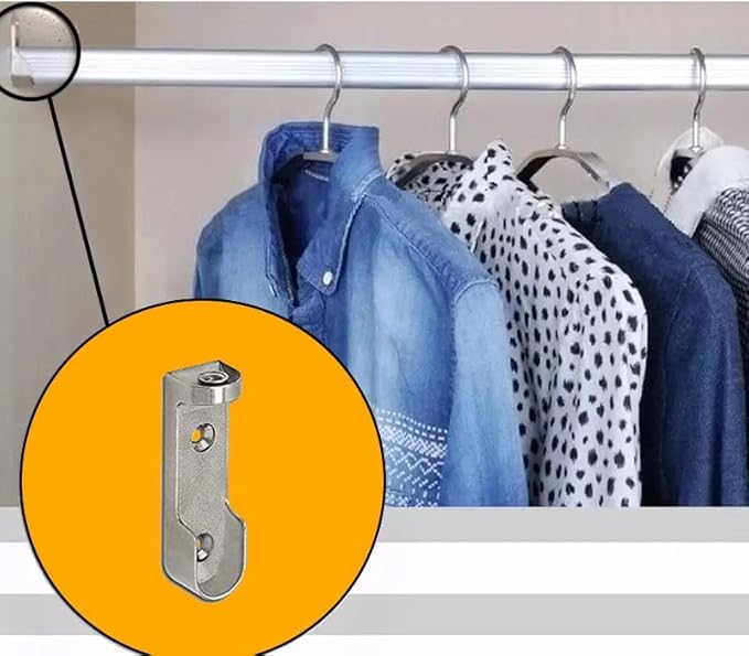 bricoleva.it Closet Rod Holder, Side Hose Holder Set for Oval Clothes Rail, Central Rod Not Included - Image 3