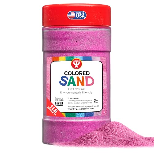 Image of Hygloss Colored Sand for Crafts - 1 lb Bottle, Magenta - Vibrant Colorful Fine Sensory Play Sand Art Kits for Kids - Classroom Activities for Children 3 4 5 6 7 8 9 10 11 12 - Safe for Ages 3+