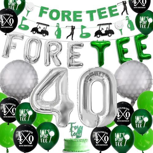 40Th Birthday Decorations For Men, Golf Themed Happy 40Th Birthday Party Decorations Balloons Numbers Banner Accessories Gifts For Men