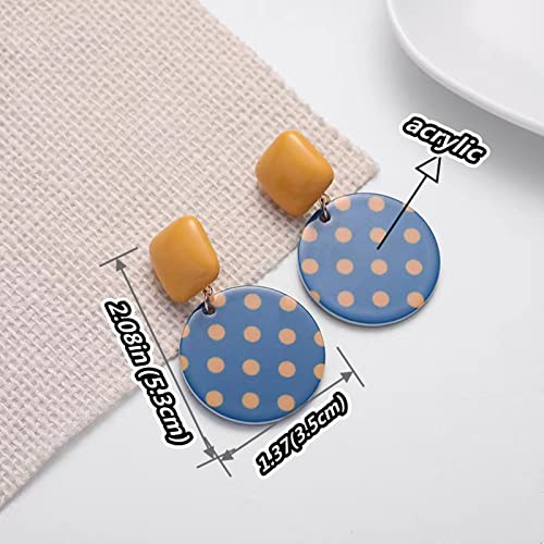 Circle Clip On Dangling Earrings For Women Teen Girls La Luen Non Pierced Acrylic Wave Point Big Earrings Boho Retro Geometric Hypoallergenic Lightweight Dangle Jewelry Gift (Circle-Clip On Earrings) #TOP3