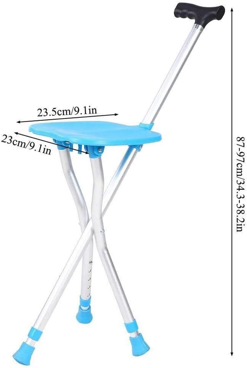 Trípode Bastón De Marcha con Asiento Bastón Silla Plegable Bastón Ortopédico Mango Ergonómico Ayuda para Caminar para Personas De Mediana Edad Y Ancianos para Caminar