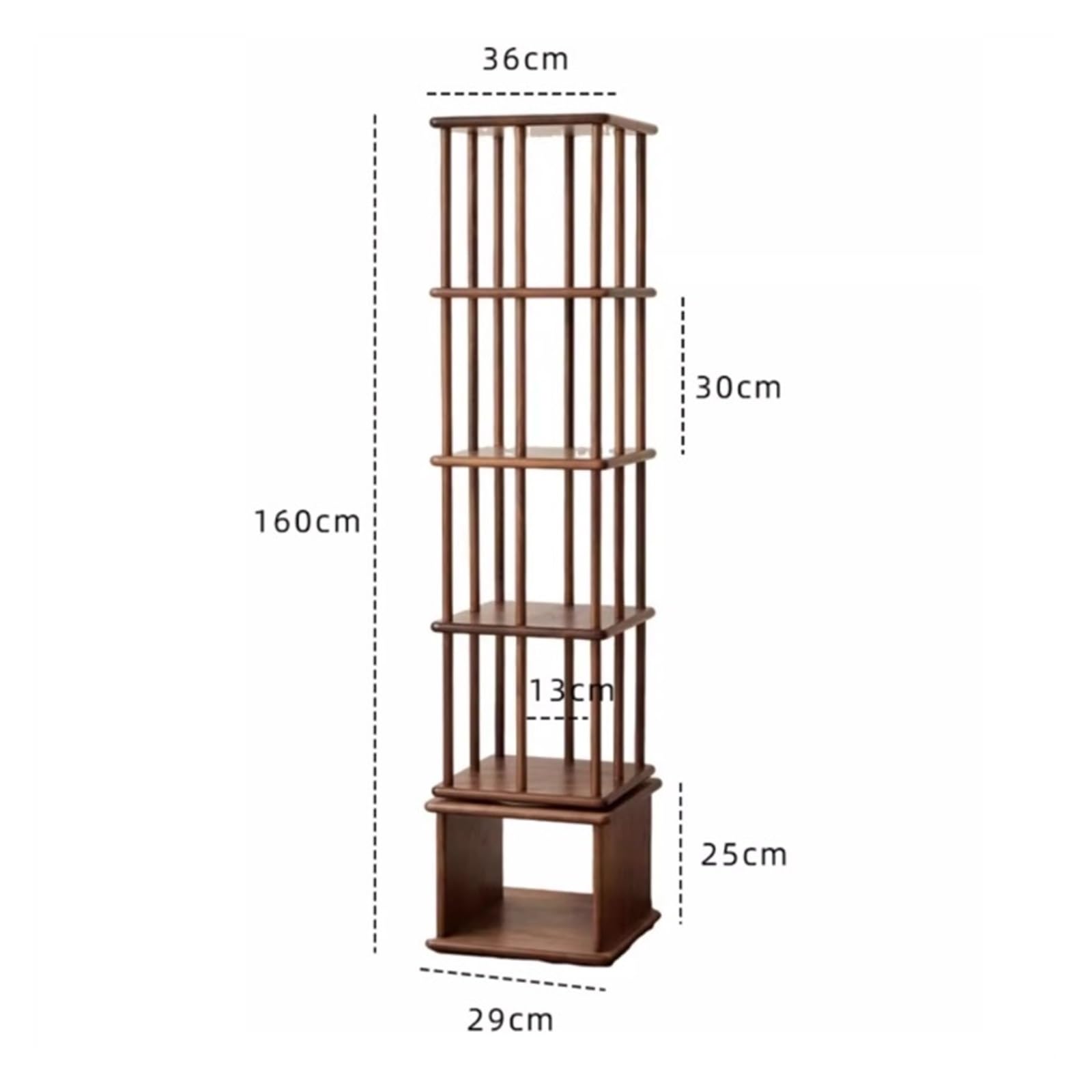 Organizer Scrivania Scaffale in Noce Nera, scaffale da Pavimento, scaffale Girevole Semplice e Moderno, scaffale for Libri a 360 Gradi Cassetti Scrivania