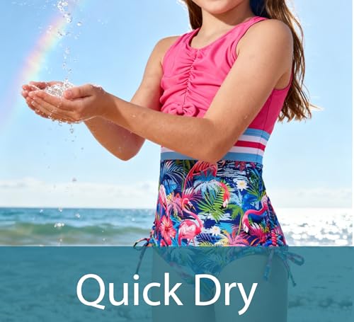 Image of BFUSTYLE Girls Swimsuit One Piece Bathing Suit 4-13 Years Sleeveless Beach Swimwear