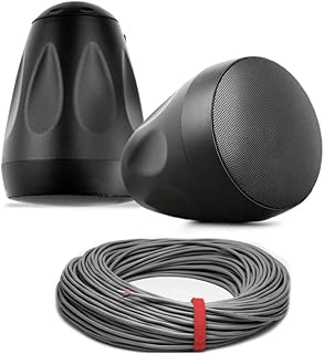 Pure Resonance Audio PD4 4" Pendant Speakers with Installation Wire - (2 Speakers, Black)