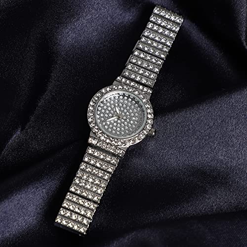 Image of Haute Sauce Women's Embellished Analog Dial with Stainless Steel Strap | Battery Power | Foldover Closure | Quartz Movement | Fashion Wrist Belt Watch for Female and Girls