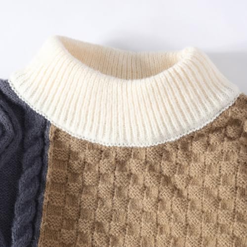 Patchwork Sweater Soft Cable Knitted Crew Neck Unisex Sweater Mens Vintage Aesthetic Sweaters Oversized Pullovers4