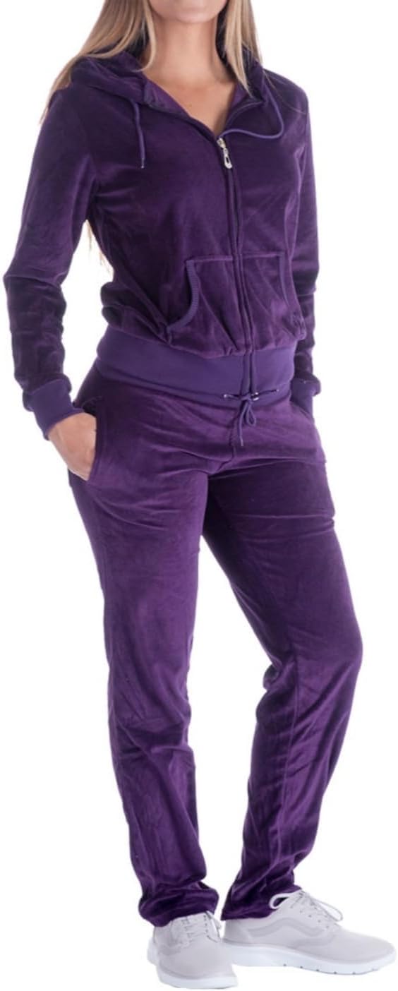 LeeHanTon Sweat Suits for Women Set Comfortable Sweat Outfits Workout Suit Zip Velour Hoodie and Jogger Sport Suit