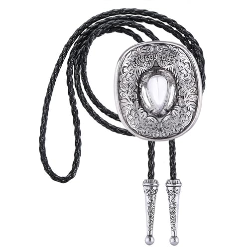 Image of Jeilwiy Bolo Tie for Men Western Cowboy Tie Necklace Gold Bolo Tie Leather Necktie Halloween Tie Accessories for Women