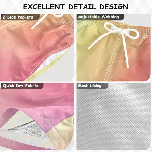 Pigsaly Boys' Swim Board Shorts Orange Rainbow Gradient Boy's Swim Trunks Kids Swimwear M3