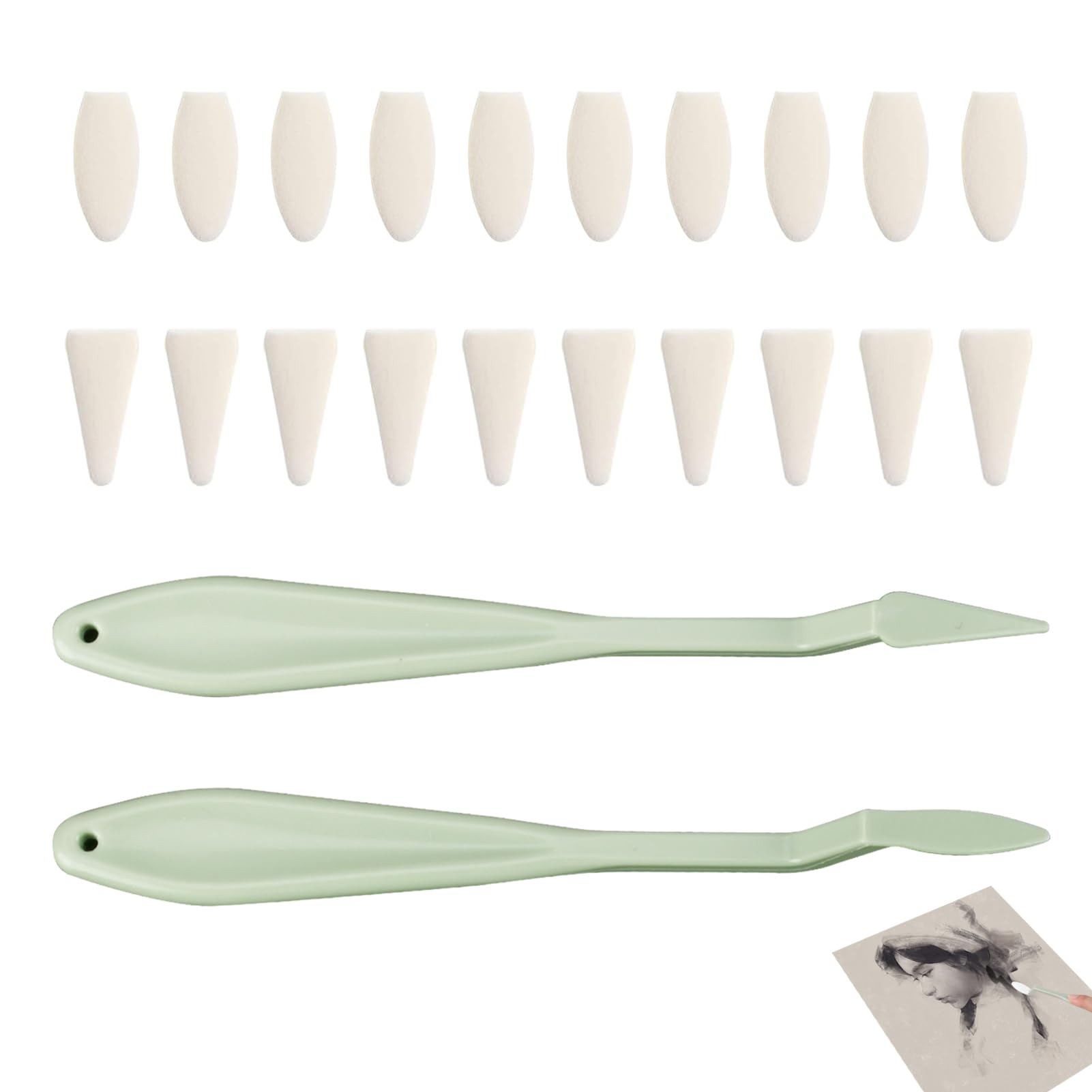 Kit 8 Sfumini Per Disegno Professionale - Con 40 Teste Di Ricambio Per Schizzi E Carboncino - Foto 8