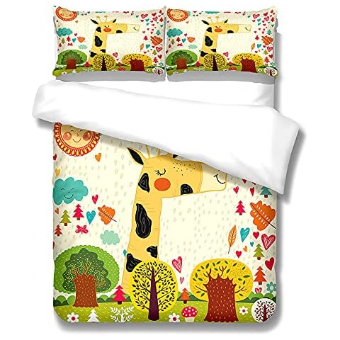 Teqoasiy duvet covers single Cartoon giraffe trees 61 x 87 inch Bed Set Cover